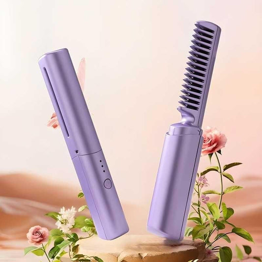 Meneflix Portable Mini Hair Straightener Cordless Rechargeable Mini Adjustable Hair Straightener Hot Comb - Gifts4All