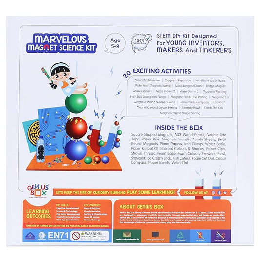 Genius Box Play some Learning Educational Toy for 5+ Year Age Marvelous Magnet Science Kit STEM DIY Learning 20 Multi Activity kit - Gifts4All
