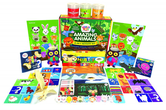 Genius Box - Play some Learning Activity Kit for 3+ Year age: Amazing Animals DIY, Educational Toy, Learning Kit, Educational Kit, STEM Toy 30 Activity Kit - Gifts4All