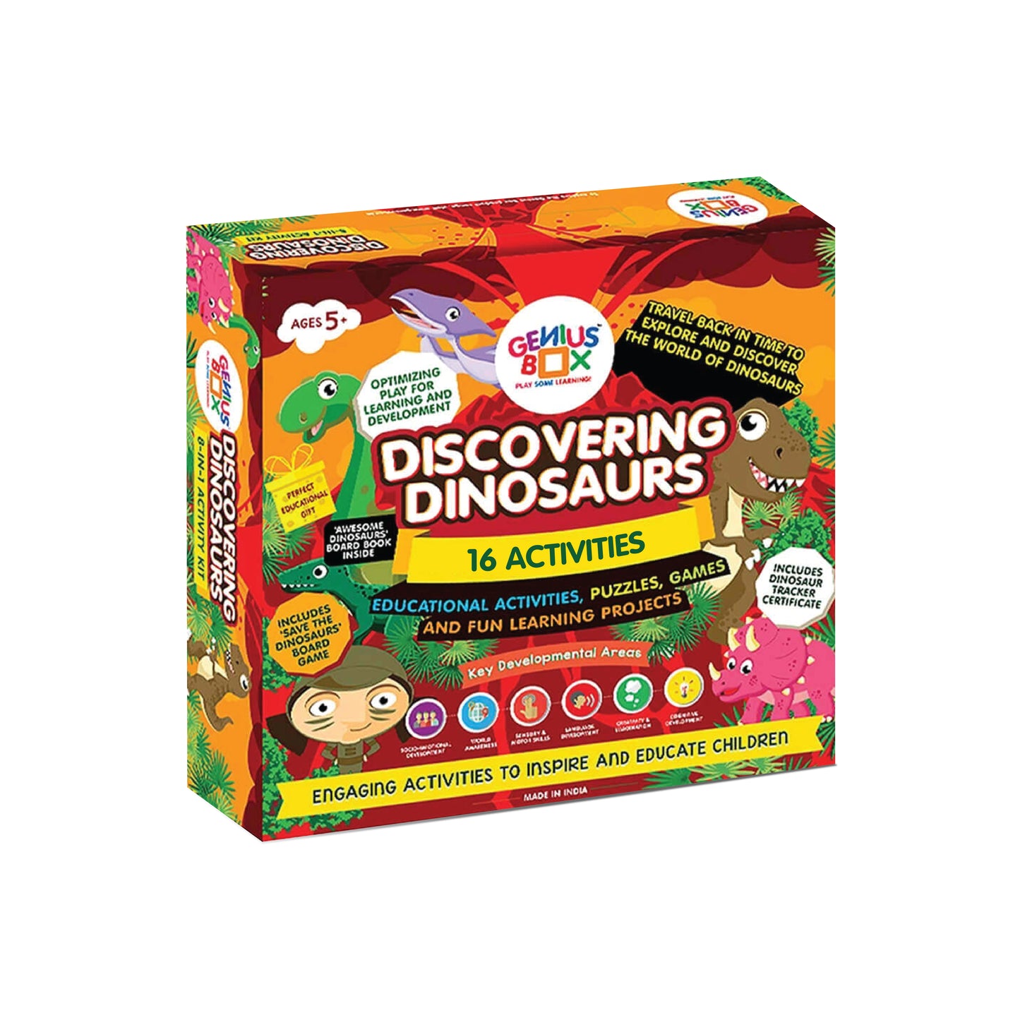 Genius Box - Play some Learning Educational Toy for 5+ Year Age: Discovering Dinosaurs DIY, Activity Kit, Learning Kit, Educational Kit, STEM Toy 16 Activity Kit - Gifts4All