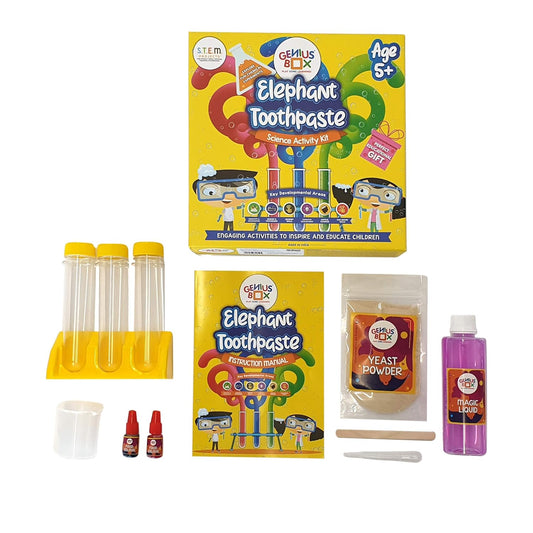 Genius Box - Play some Learning Elephant Toothpaste Science Activity Kit for 5 Years and Up: Birthday Gift, Return Gift, DIY, Educational Toy, Learning Kit, STEM Toy - Gifts4All