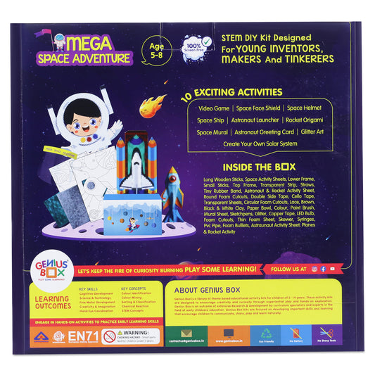 Genius Box Play some Learning Educational Toy for 5+ Year Age Super Mega Space Adventure STEM DIY Learning 10 Exciting Activity kit - Gifts4All