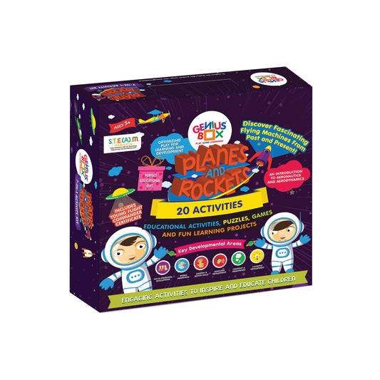 Genius Box Educational Toy for 5+ Year Age: Planes and Rockets DIY, Activity Kit, Learning Kit, Educational Kit, STEM Toy 20 Activity Kit - Gifts4All