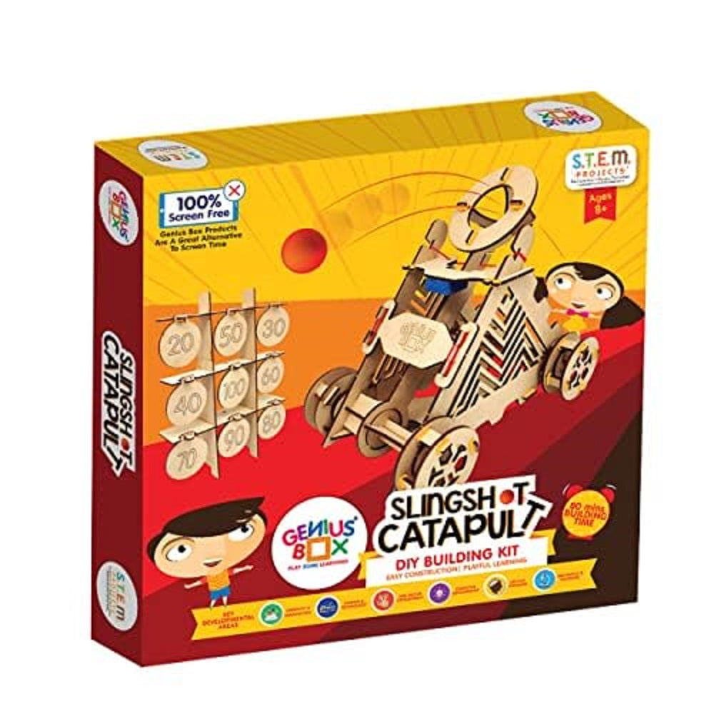 Genius Box - Play some learning Slingshot Catapult DIY Science Kit for 8 Years and Up, STEM Toy, Learning Kit, Educational and Construction Based Activity Toy - Gifts4All