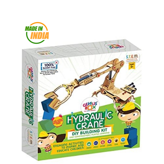 Genius Box Hydraulic Crane Fun Toy DIY Science Kit for Kids 8years and Up, STEM Toy, Learning Kit, Educational and Construction Based Activity Game