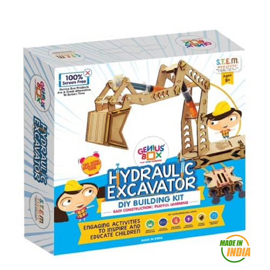 Genius Box Hydraulic Excavator DIY Science Kit for 8+ Year Age, STEM Toy, Learning Kit, Educational and Construction Kit