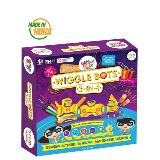 Genius Box - Play Some Learning Genius Box Educational Toy - Play Some Learning 3 in 1 Activity S.T.E.M Learning Kit for Children Age 7+ : Wiggle Bot Activity Kit - Multicolor