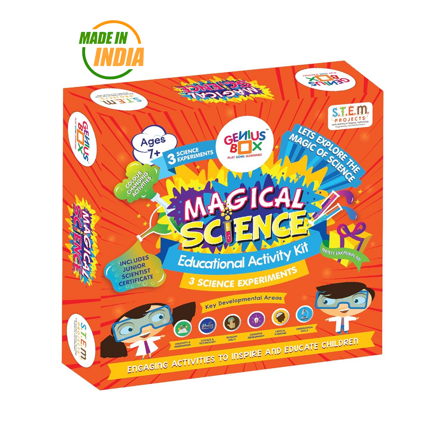 Genius Box - Play some Learning 3 in 1 Activity S.T.E.M Learning Kit for Children Age 7+ : Magical Science Activity Kit - Gifts4All
