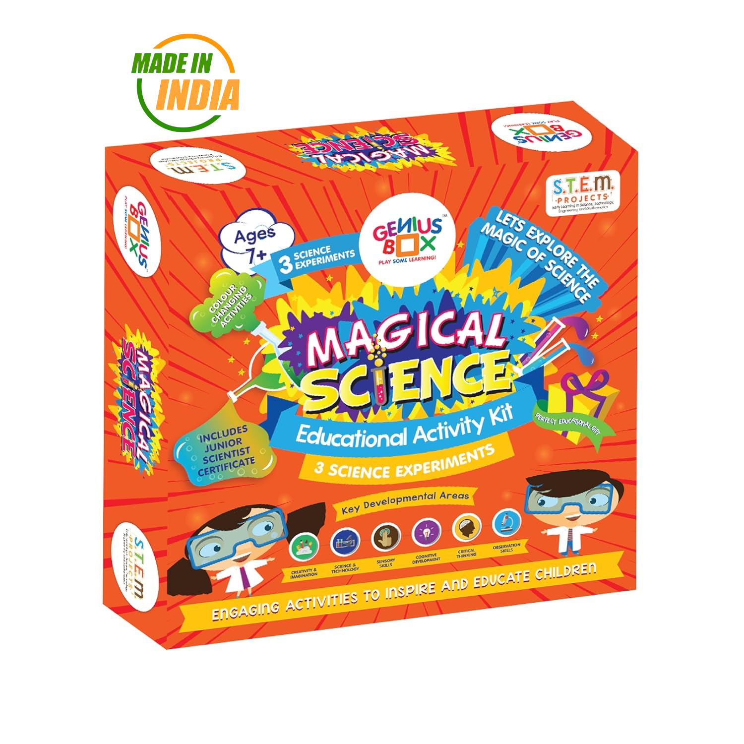 Genius Box - Play some Learning 3 in 1 Activity S.T.E.M Learning Kit for Children Age 7+ : Magical Science Activity Kit