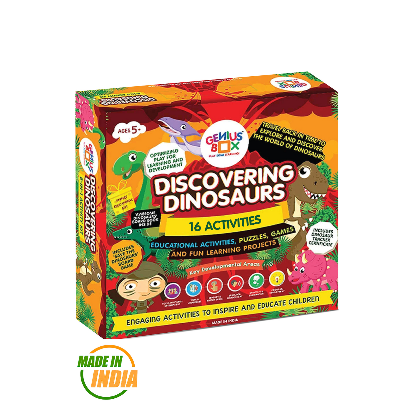 Genius Box - Play some Learning Educational Toy for 5+ Year Age: Discovering Dinosaurs DIY, Activity Kit, Learning Kit, Educational Kit, STEM Toy 16 Activity Kit - Gifts4All