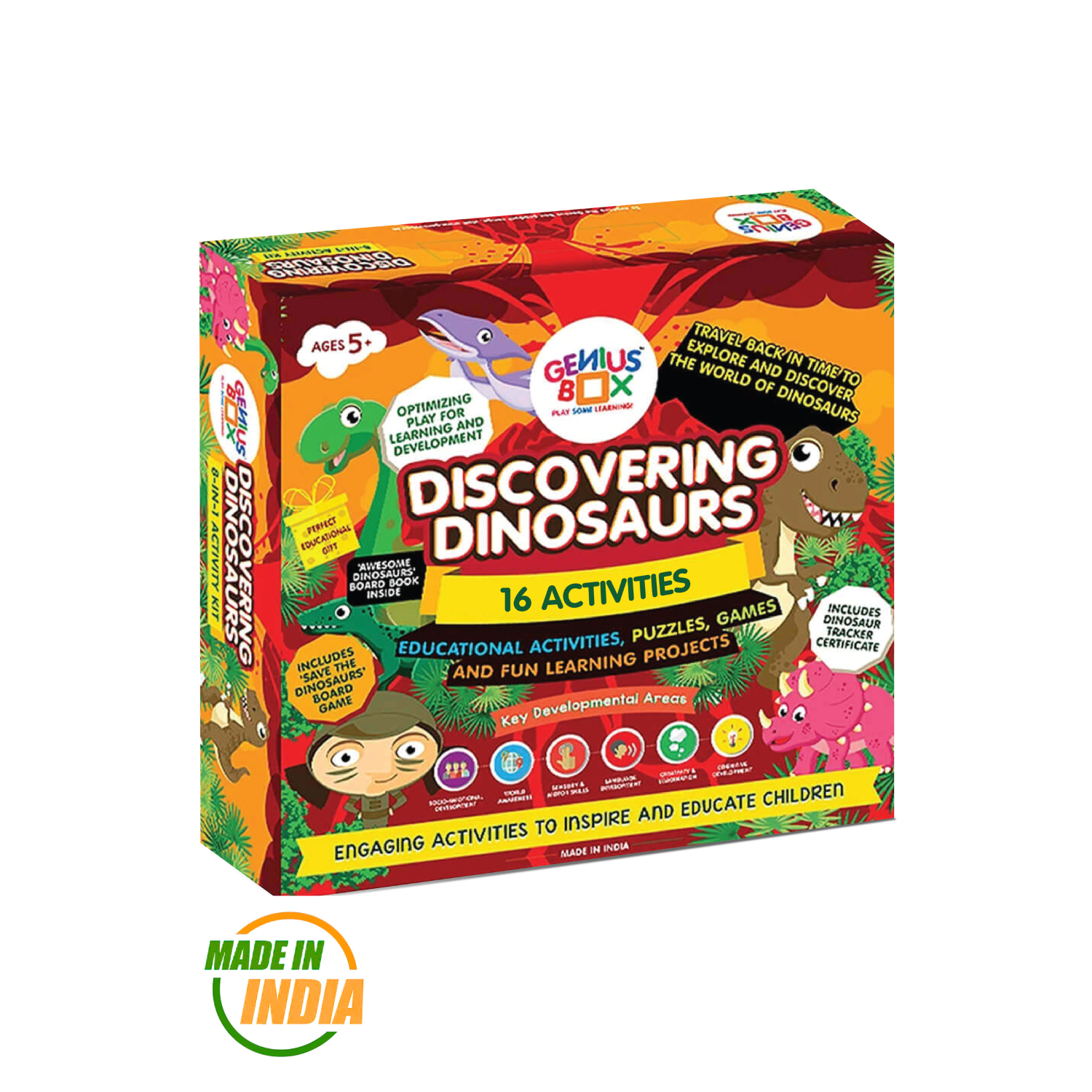 Genius Box - Play some Learning Educational Toy for 5+ Year Age: Discovering Dinosaurs DIY, Activity Kit, Learning Kit, Educational Kit, STEM Toy 16 Activity Kit