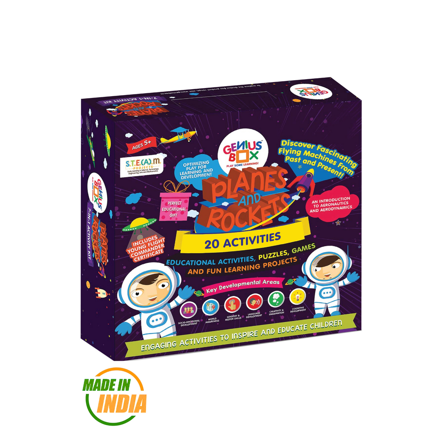 Genius Box Educational Toy for 5+ Year Age: Planes and Rockets DIY, Activity Kit, Learning Kit, Educational Kit, STEM Toy 20 Activity Kit - Gifts4All