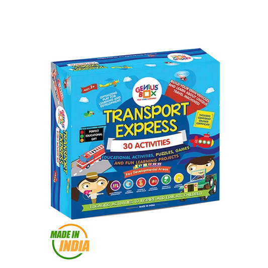 Genius Box - Play some Learning Transport Express Activity Kit,Paper,Multicolor (PLAK0016) 30 Activity Kit