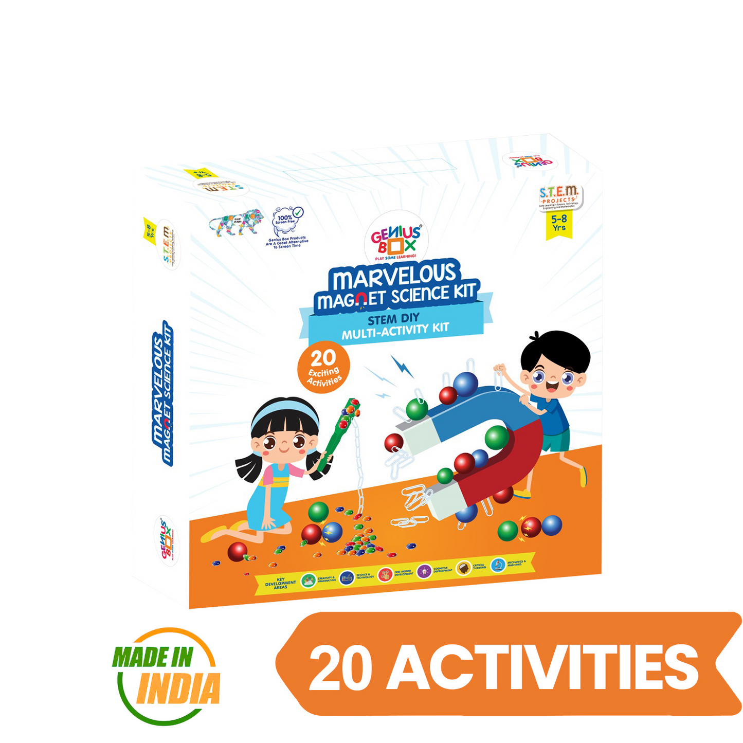 Genius Box  Play some Learning Educational Toy  for 5+ Year Age Marvelous Magnet Science Kit STEM DIY Learning 20 Multi Activity kit - Gifts4All