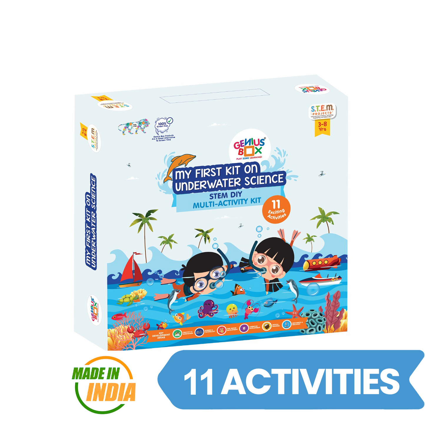 Genius Box  Play some Learning Educational Toy  for 3+ Year Age My first Underwater Science kit STEM DIY Learning 11 Multi Activity kit - Gifts4All