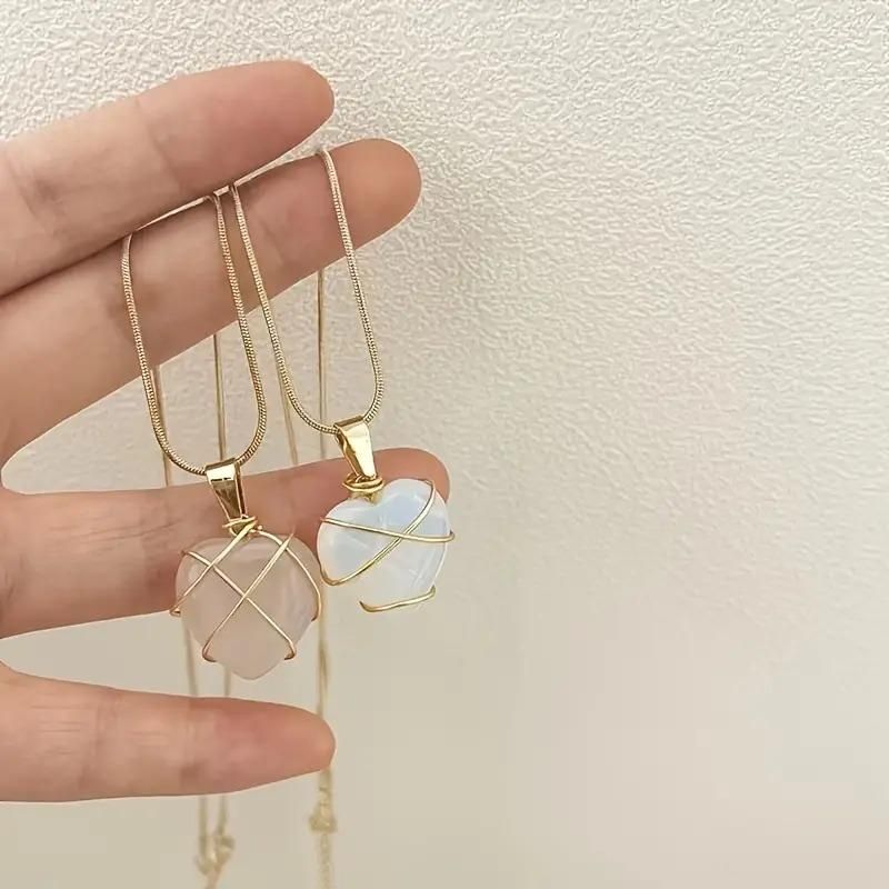 Fashion Metal Wrapped Love Heart Crystal Stone Pendant - Gifts4All