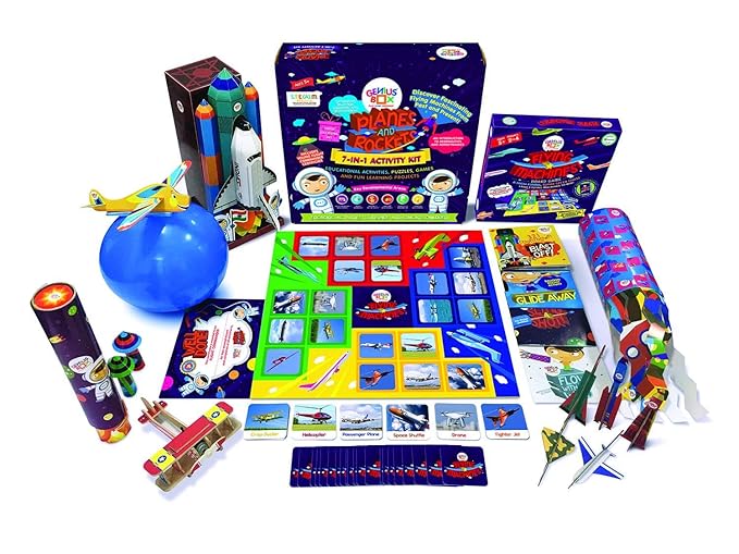 Genius Box Educational Toy for 5+ Year Age: Planes and Rockets DIY, Activity Kit, Learning Kit, Educational Kit, STEM Toy 20 Activity Kit