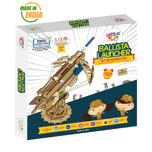 Genius Box - Play some Learning Ballista Launcher Diy Stem Educational Toy & Construction Based Fun Activity Game For Kids, Science Experiment Kit 8 To 14, Best Gift, Activity Kit For Kids