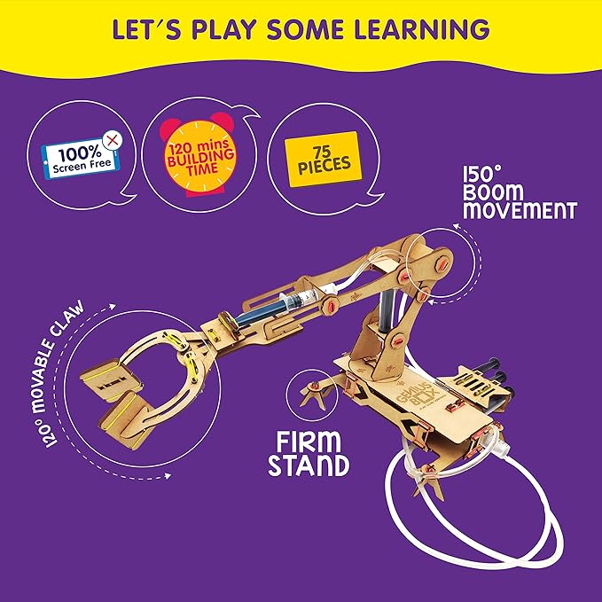 Genius Box Hydraulic Crane Fun Toy DIY Science Kit for Kids 8years and Up, STEM Toy, Learning Kit, Educational and Construction Based Activity Game - Gifts4All