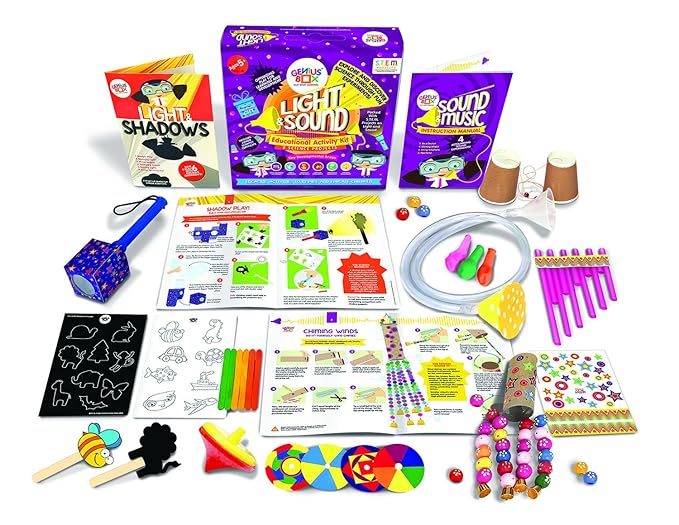 Genius Box - Play some Learning STEM Toy for 5+ Year Age: Light and Sound DIY,Activity Kit, Learning Kit, Educational Kit,Multicolor, Wood;Paper 15 Activity Kit - Gifts4All