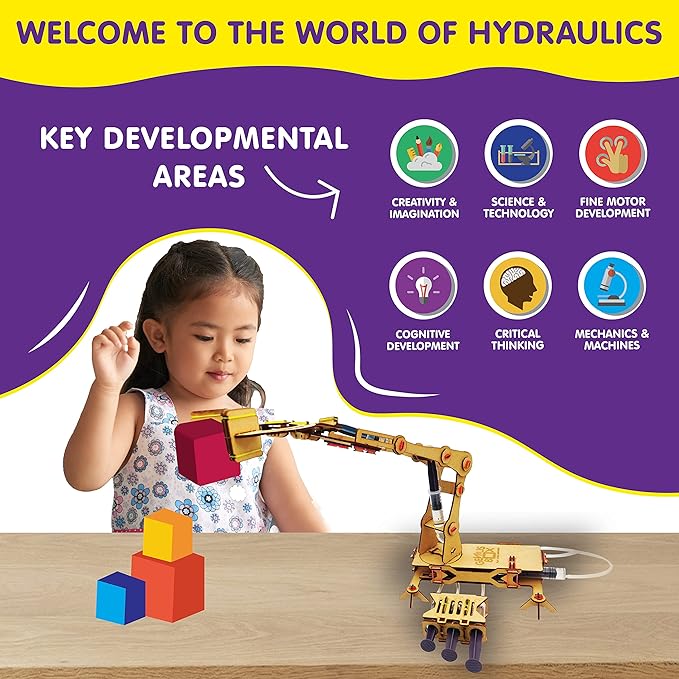 Genius Box Hydraulic Crane Fun Toy DIY Science Kit for Kids 8years and Up, STEM Toy, Learning Kit, Educational and Construction Based Activity Game - Gifts4All
