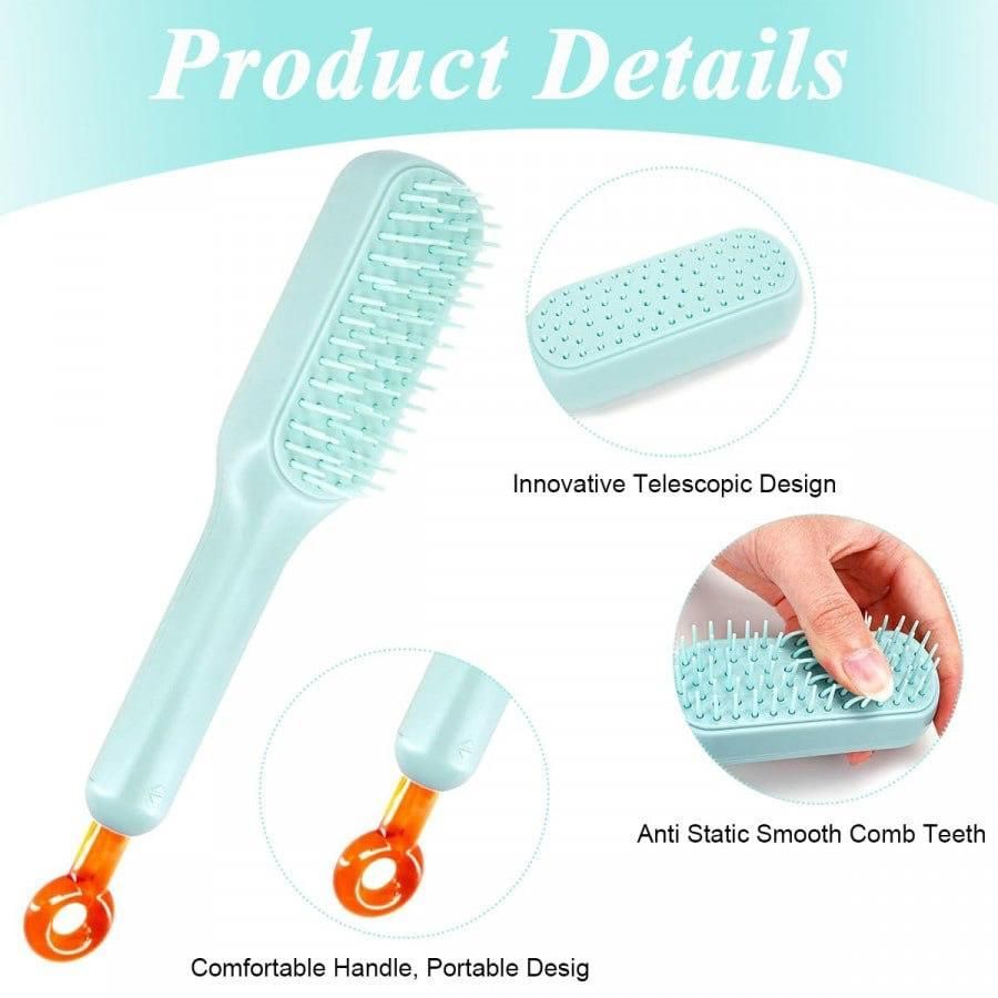 Self-cleaning Anti-static Massage Comb for Adults and Kids- Pack of 1 - Gifts4All