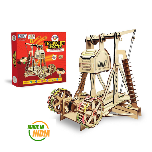 Genius Box Trebuchet Shooter DIY STEM Educational Toy and Construction Based Activity Game kit for Kids 8 to 14, Best Science Project kit Gift for Boys & Girls.