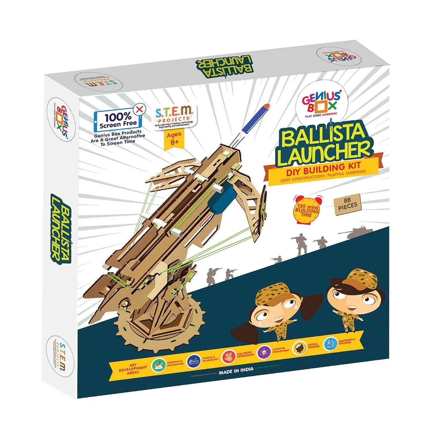 Genius Box - Play some Learning Ballista Launcher Diy Stem Educational Toy & Construction Based Fun Activity Game For Kids, Science Experiment Kit 8 To 14, Best Gift, Activity Kit For Kids - Gifts4All