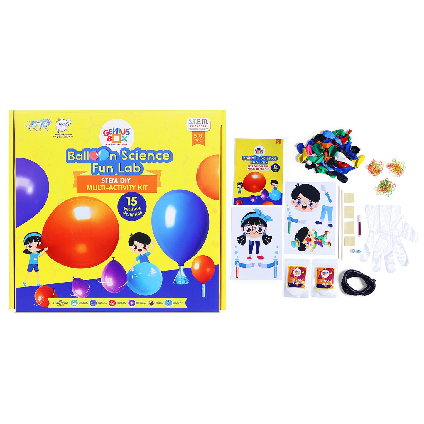 Genius Box  Play some Learning Educational Toy  for 5+ Year Age Baloon Science Fun Lab Kit STEM DIY Learning 100 Multi Activity kit - Gifts4All