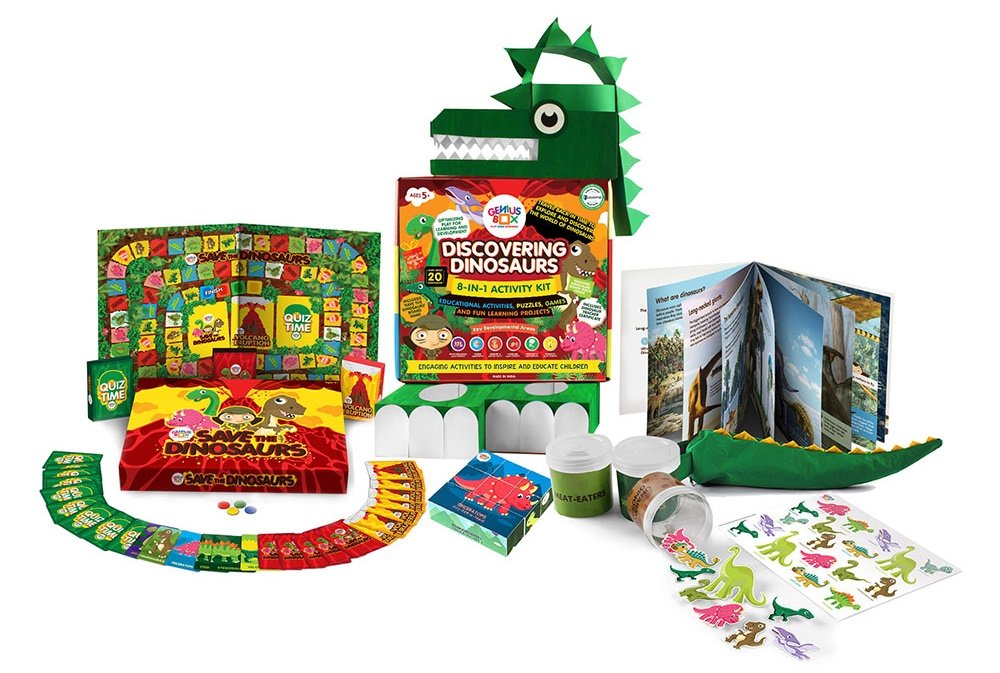 Genius Box - Play some Learning Educational Toy for 5+ Year Age: Discovering Dinosaurs DIY, Activity Kit, Learning Kit, Educational Kit, STEM Toy 16 Activity Kit - Gifts4All