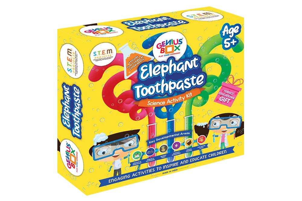 Genius Box - Play some Learning Elephant Toothpaste Science Activity Kit for 5 Years and Up: Birthday Gift, Return Gift, DIY, Educational Toy, Learning Kit, STEM Toy - Gifts4All