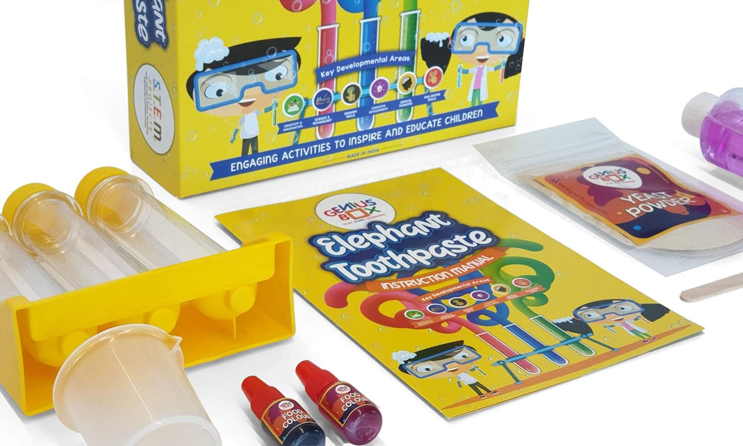 Genius Box - Play some Learning Elephant Toothpaste Science Activity Kit for 5 Years and Up: Birthday Gift, Return Gift, DIY, Educational Toy, Learning Kit, STEM Toy - Gifts4All