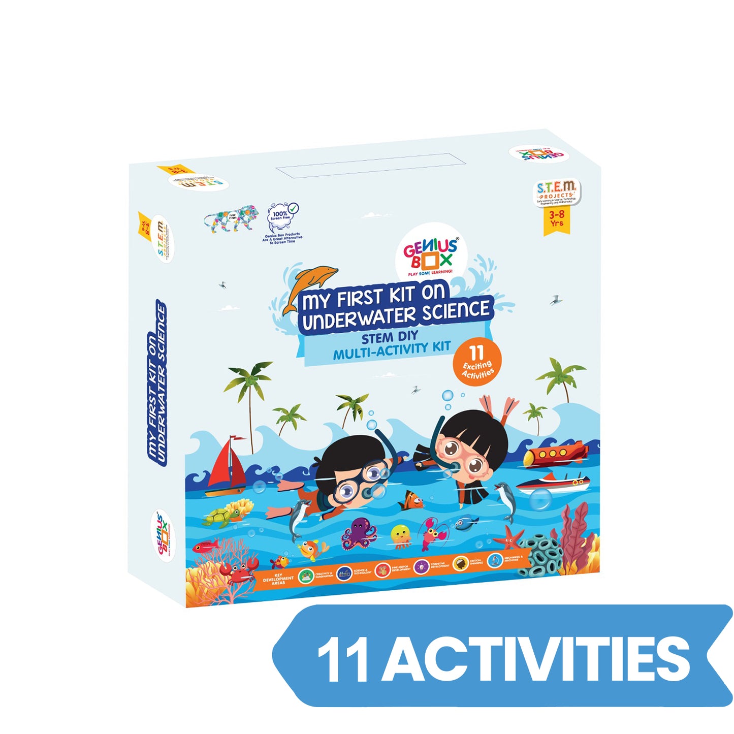 Genius Box  Play some Learning Educational Toy  for 3+ Year Age My first Underwater Science kit STEM DIY Learning 11 Multi Activity kit - Gifts4All
