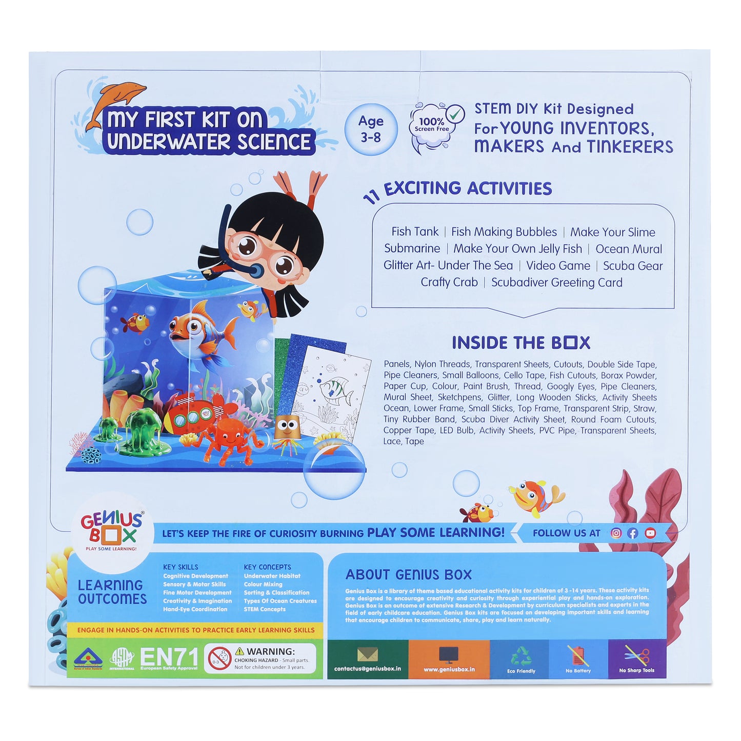Genius Box  Play some Learning Educational Toy  for 3+ Year Age My first Underwater Science kit STEM DIY Learning 11 Multi Activity kit - Gifts4All