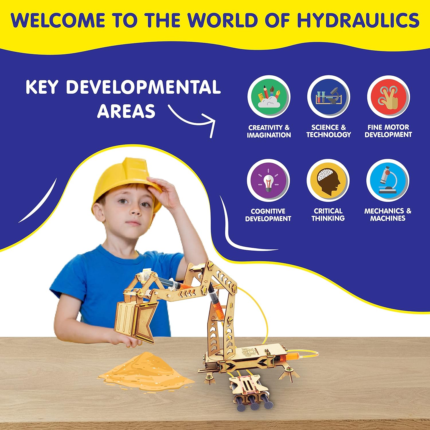 Genius Box Hydraulic Excavator DIY Science Kit for 8+ Year Age, STEM Toy, Learning Kit, Educational and Construction Kit