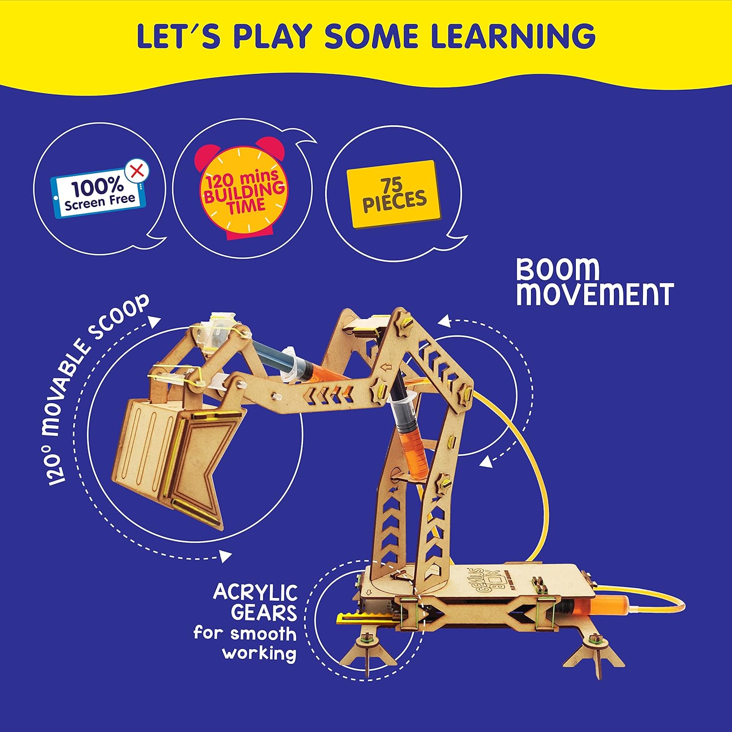 Genius Box Hydraulic Excavator DIY Science Kit for 8+ Year Age, STEM Toy, Learning Kit, Educational and Construction Kit