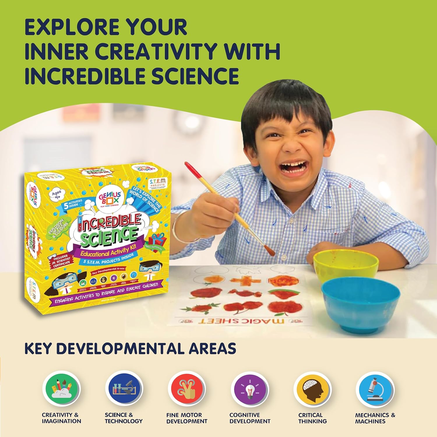 Genius Box Incredible Science Activity Kit for 4 Years and Up : DIY Kit, Educational Toy, Educational Kit, STEM Toy, Science Experiment, Learning Kit