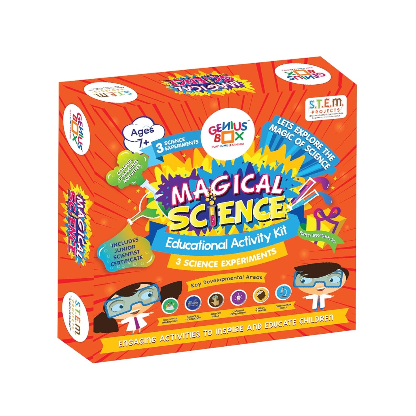 Genius Box - Play some Learning 3 in 1 Activity S.T.E.M Learning Kit for Children Age 7+ : Magical Science Activity Kit - Gifts4All