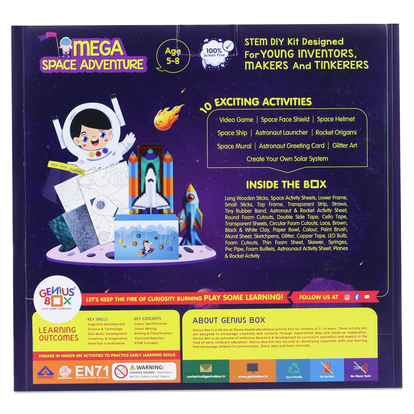 Genius Box  Play some Learning Educational Toy  for 5+ Year Age Super Mega Space Adventure STEM DIY Learning 10 Exciting Activity kit - Gifts4All