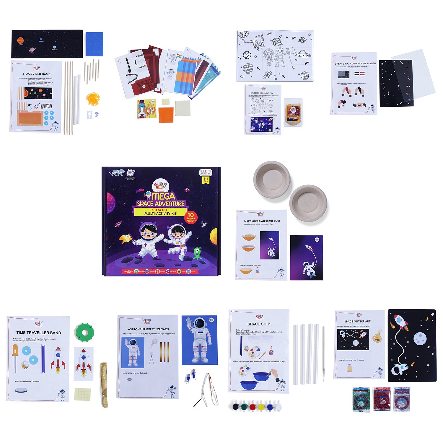 Genius Box  Play some Learning Educational Toy  for 5+ Year Age Super Mega Space Adventure STEM DIY Learning 10 Exciting Activity kit