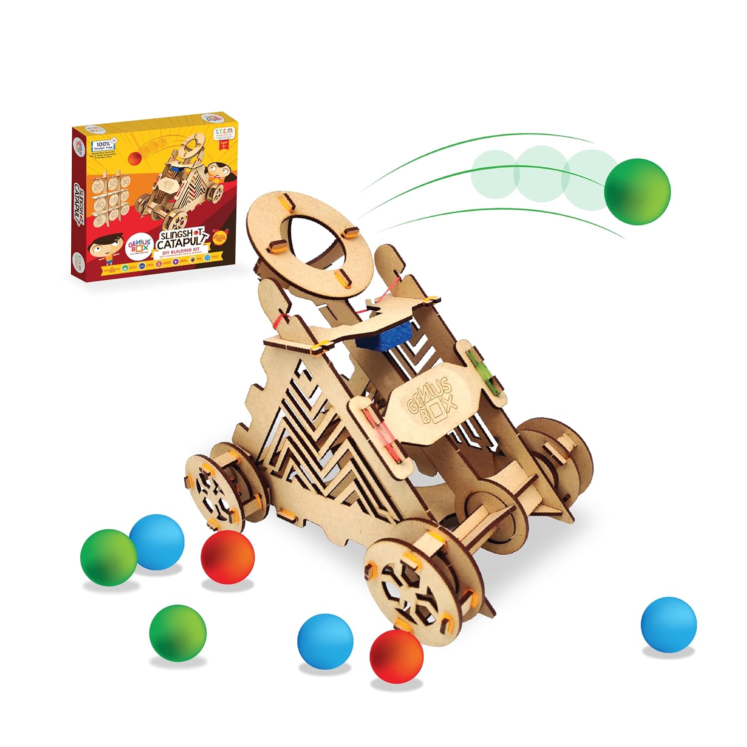 Genius Box - Play some learning Slingshot Catapult DIY Science Kit for 8 Years and Up, STEM Toy, Learning Kit, Educational and Construction Based Activity Toy