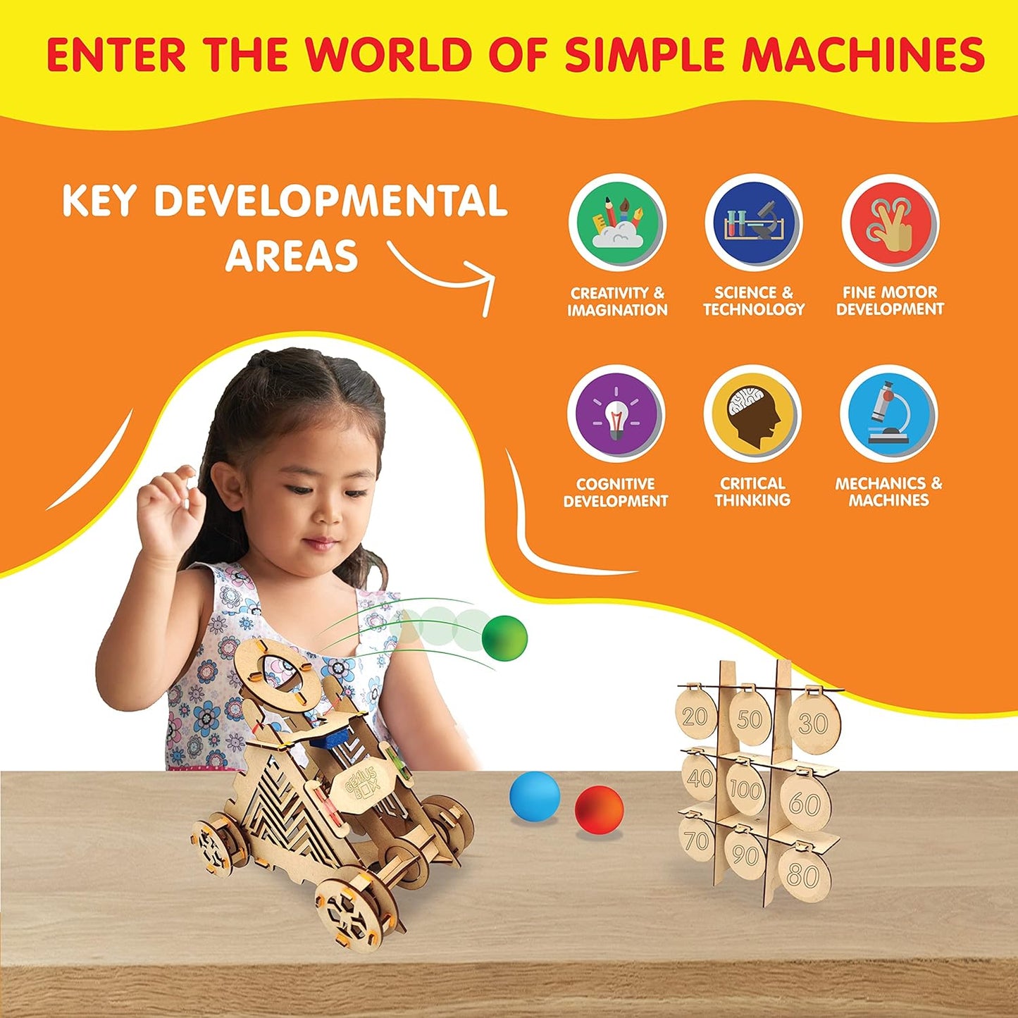 Genius Box - Play some learning Slingshot Catapult DIY Science Kit for 8 Years and Up, STEM Toy, Learning Kit, Educational and Construction Based Activity Toy - Gifts4All
