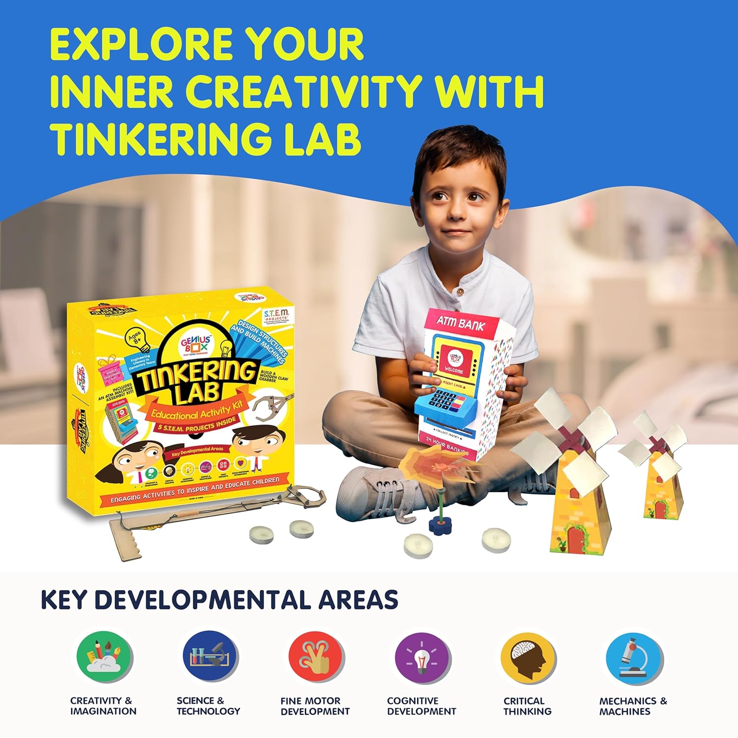Genius Box - Play some Learning Educational Toy for 8+ Year Age: Tinkering Lab DIY, Activity Kit, Experiment, Learning Kit, Educational Kit, STEM Toy