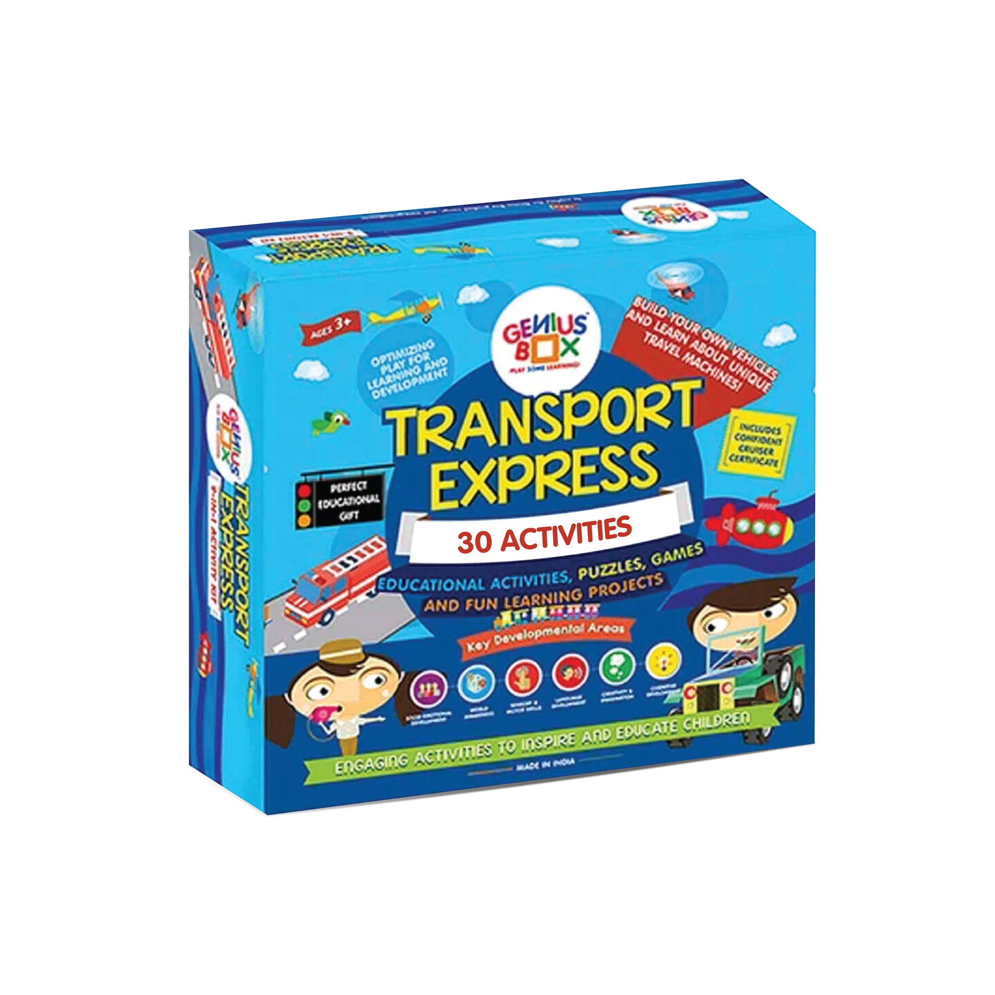 Genius Box - Play some Learning Transport Express Activity Kit,Paper,Multicolor (PLAK0016) 30 Activity Kit