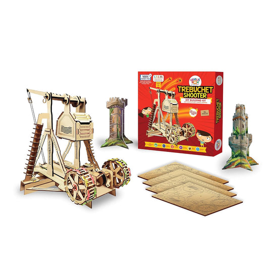 Genius Box Trebuchet Shooter DIY STEM Educational Toy and Construction Based Activity Game kit for Kids 8 to 14, Best Science Project kit Gift for Boys & Girls.