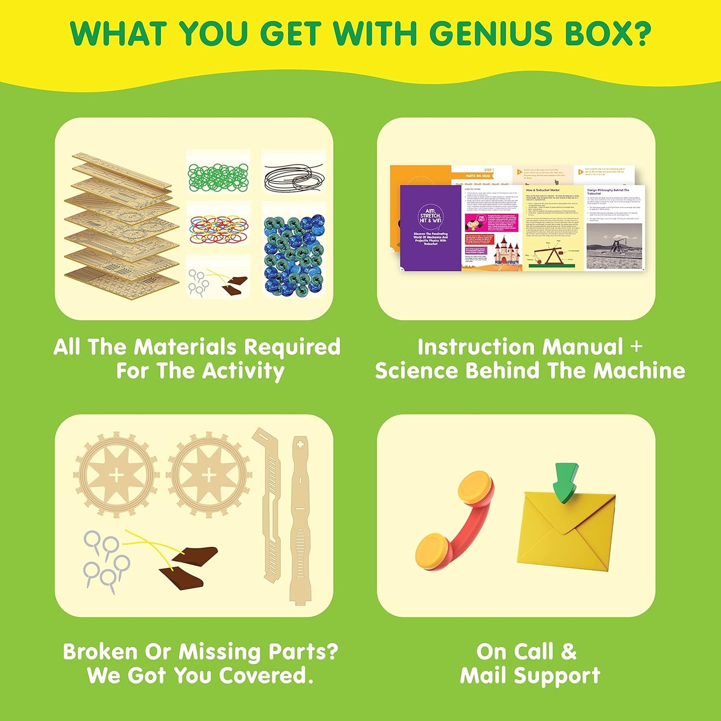 Genius Box Trebuchet Shooter DIY STEM Educational Toy and Construction Based Activity Game kit for Kids 8 to 14, Best Science Project kit Gift for Boys & Girls. - Gifts4All